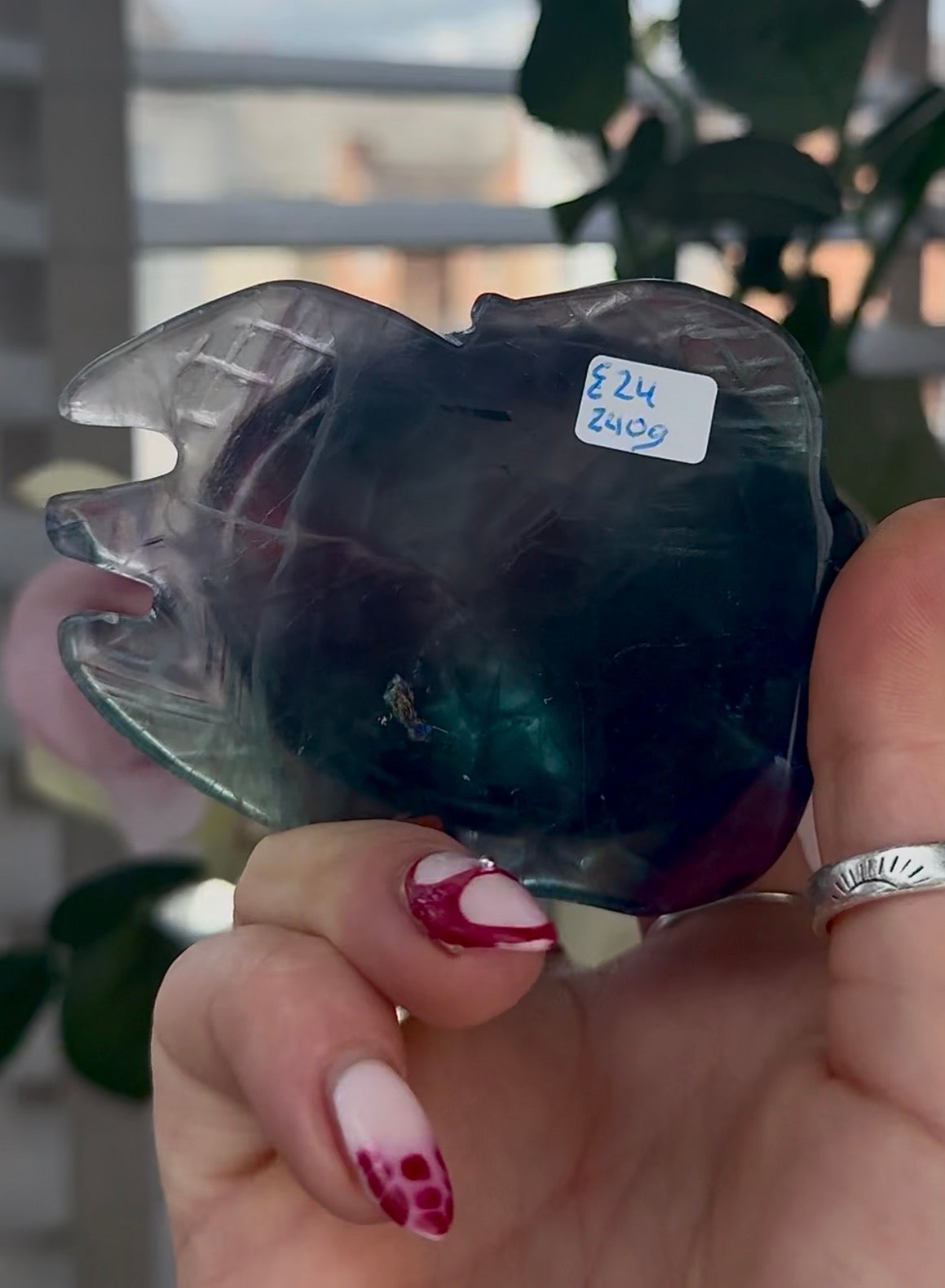 High grade, fluorite sea turtle in green & blue