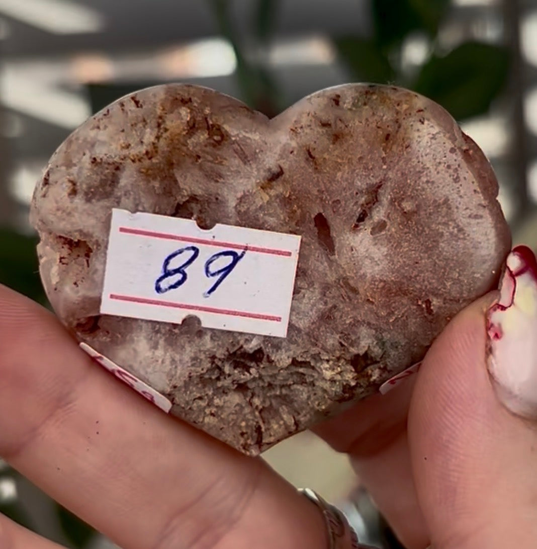 Mini pink amethyst heart - comes with stand