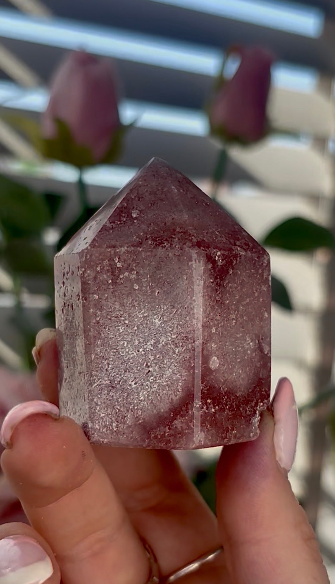 Beautiful, mini Pink amethyst tower
