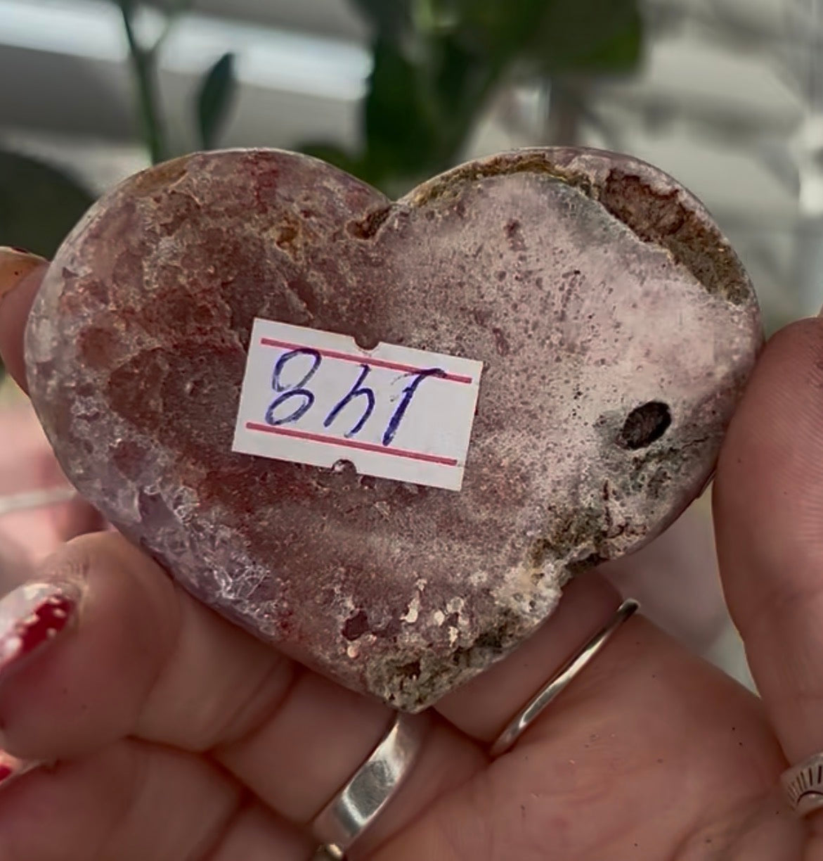 Mini pink amethyst heart - comes with stand