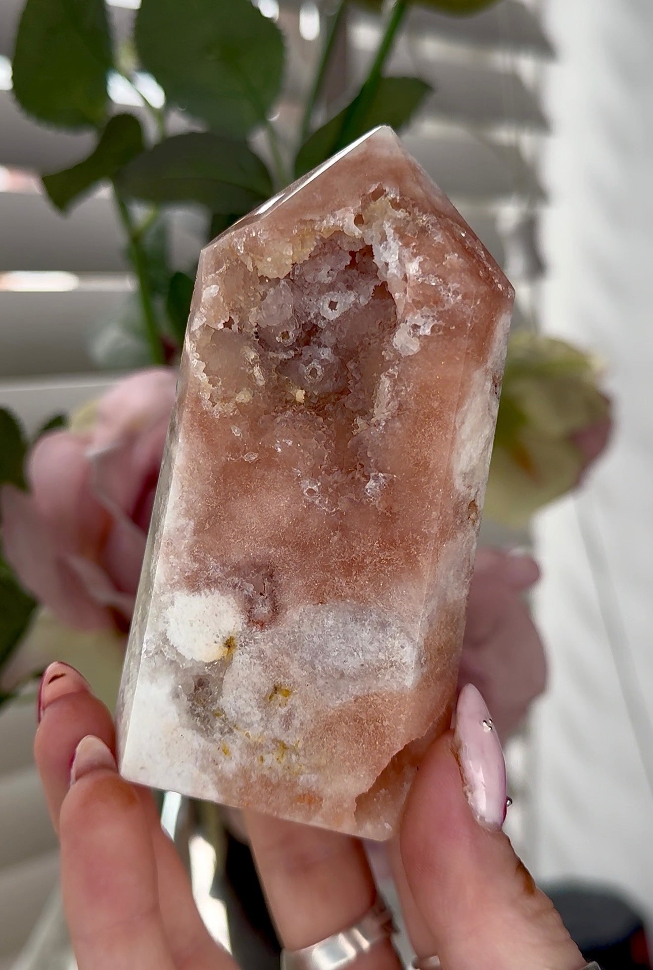 Pink amethyst tower 10cm(h) 5cm(w)