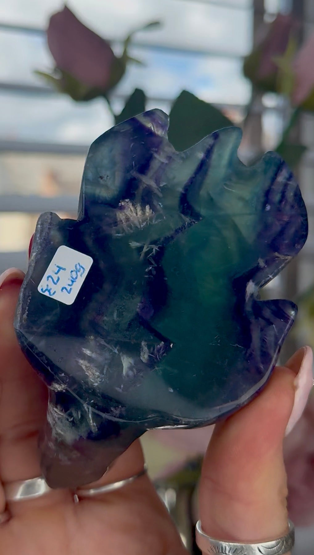 High grade, fluorite sea turtle in green & blue