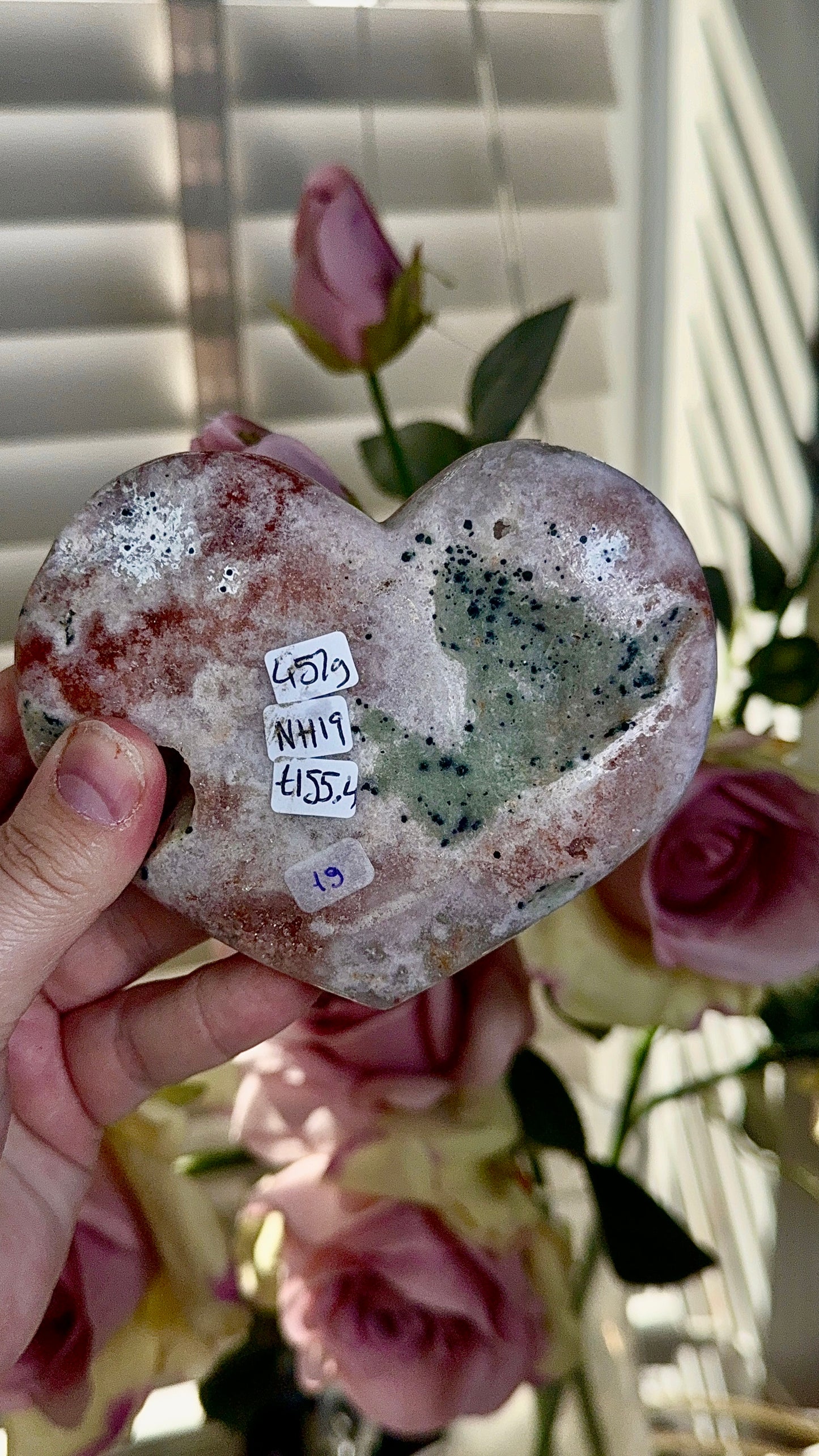 Hq pink amethyst heart - comes with stand