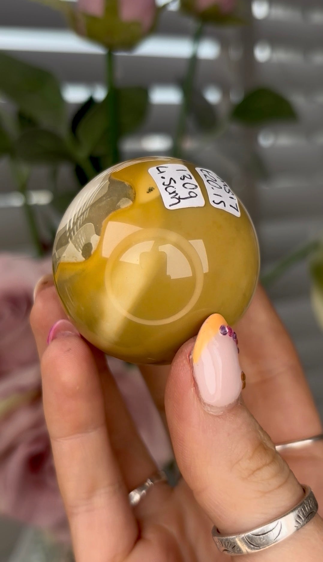 High quality, mookaite jasper sphere with natural indent (see photos) 4.5cm