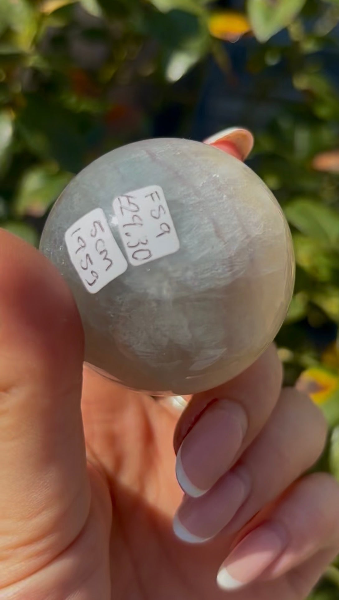 High grade, lemon candy, striped rainbow fluorite sphere - 5cm