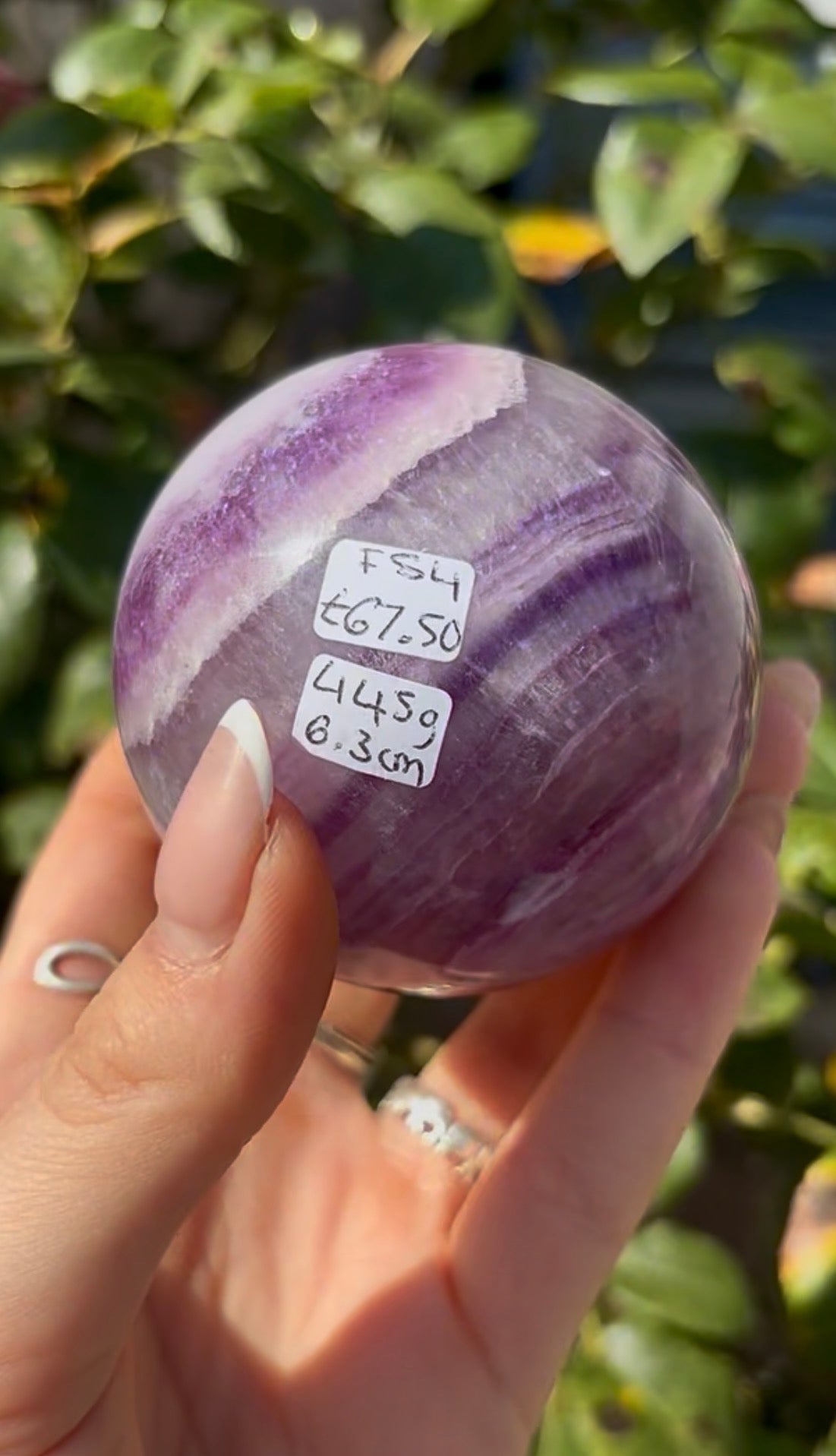 High grade, candy striped rainbow fluorite sphere - 6.3cm