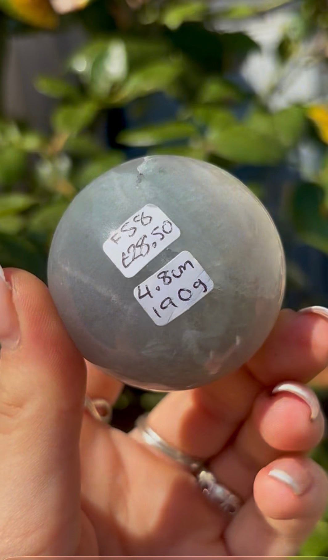 High grade, lemon candy, striped rainbow fluorite sphere - 4.8cm