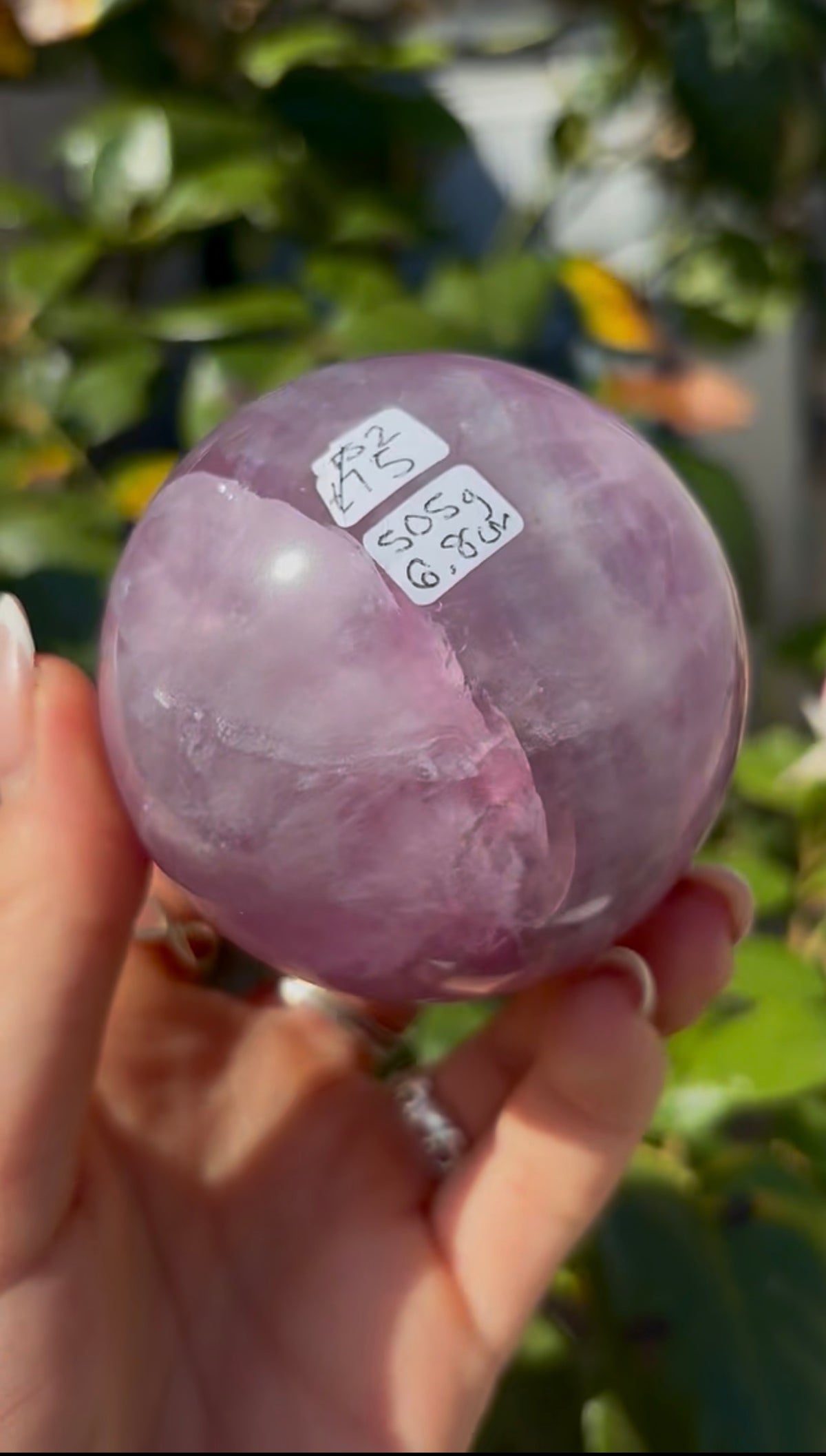 High grade, candy striped rainbow fluorite sphere - 6.8cm
