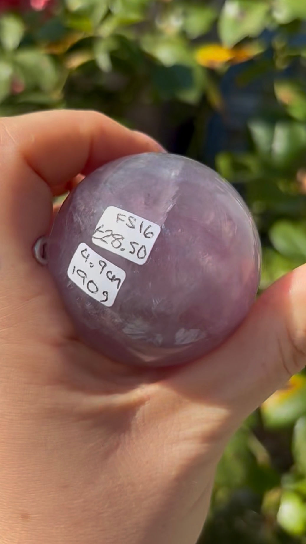 High grade, candy striped rainbow fluorite sphere - 4.9cm