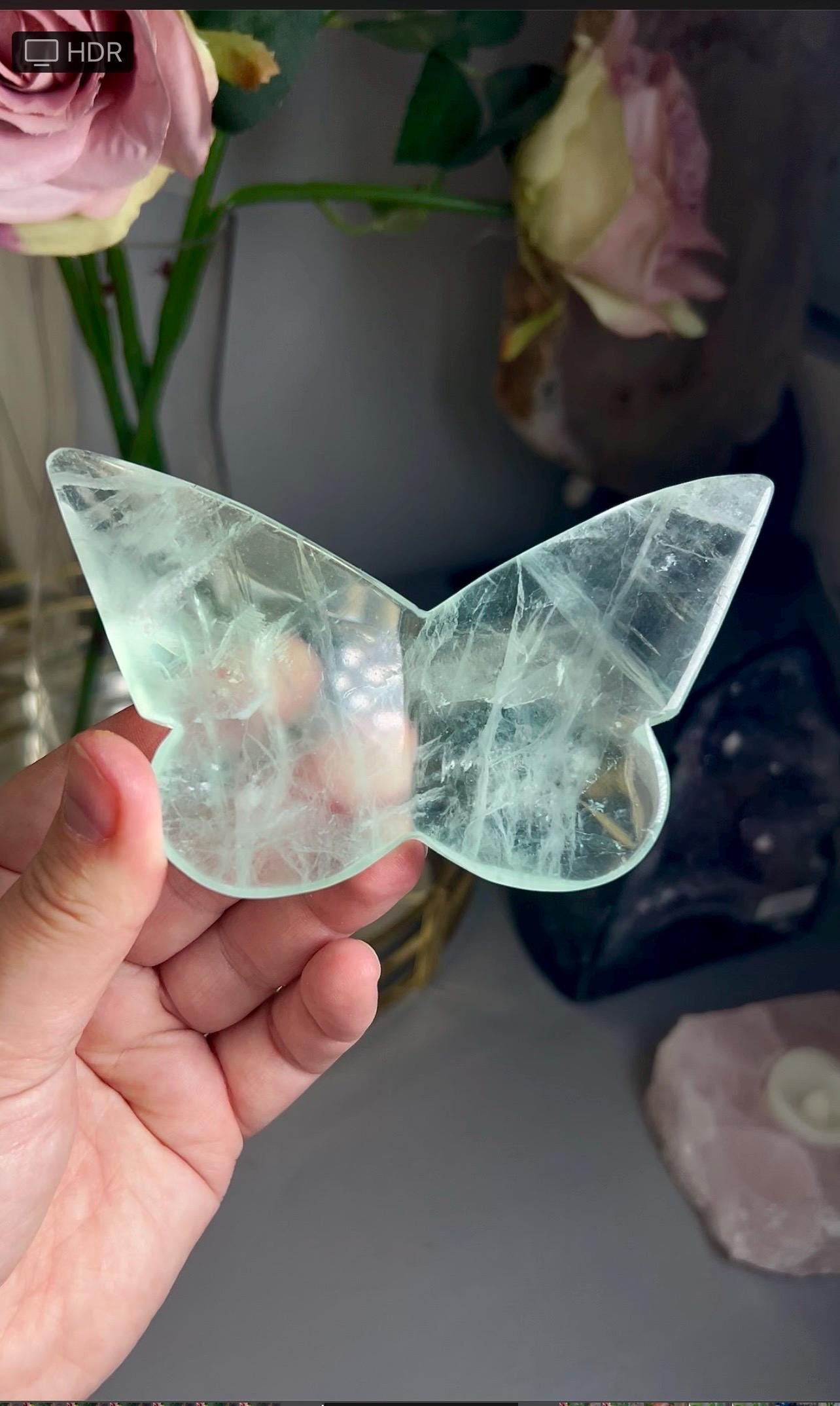 High grade, green fluorite butterfly