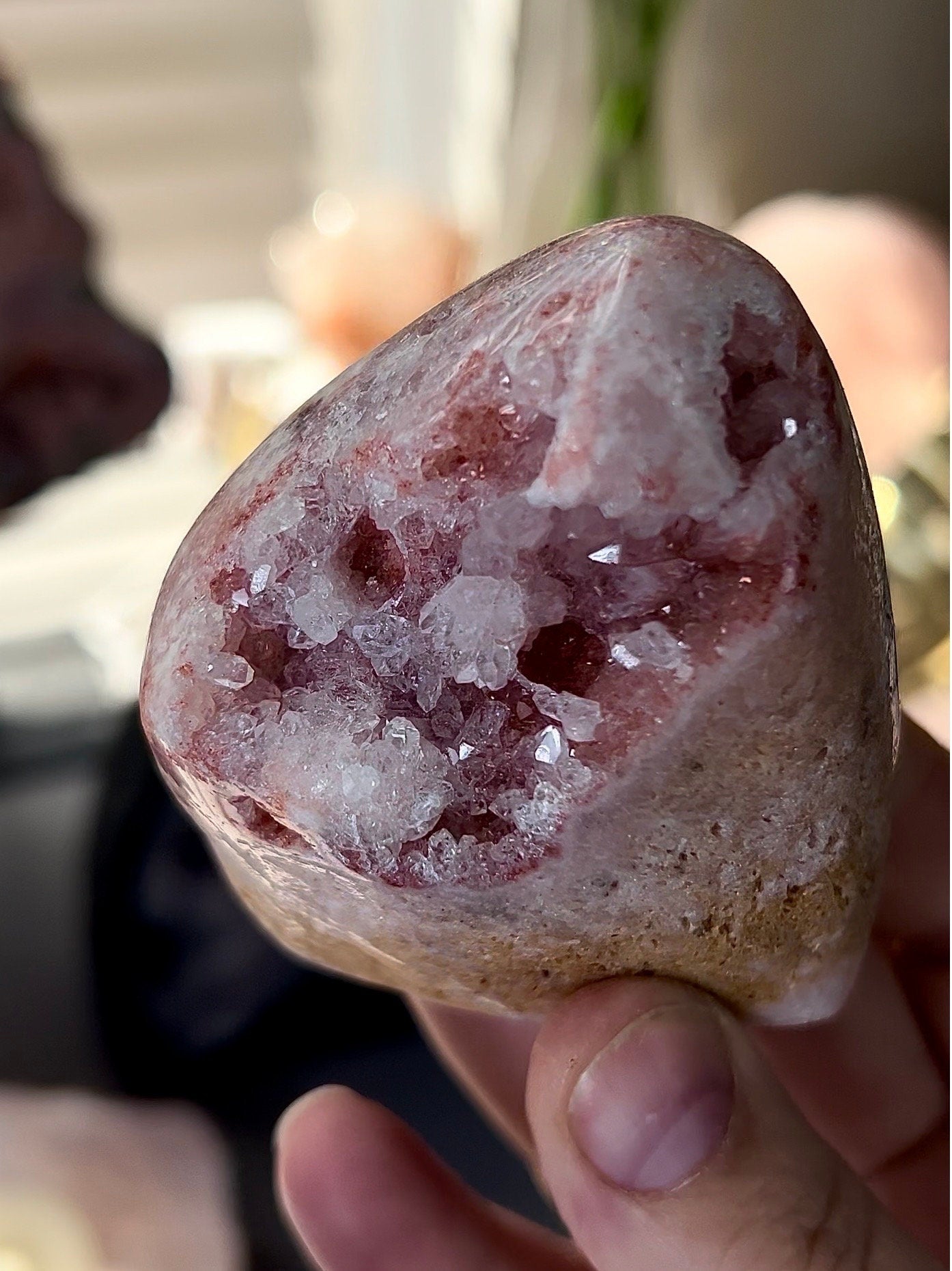 high grade, pink amethyst Freeform with green jasper