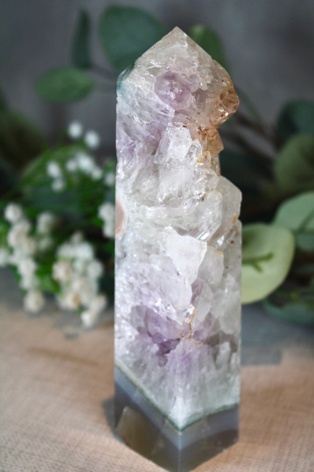 Amethyst agate freeform tower