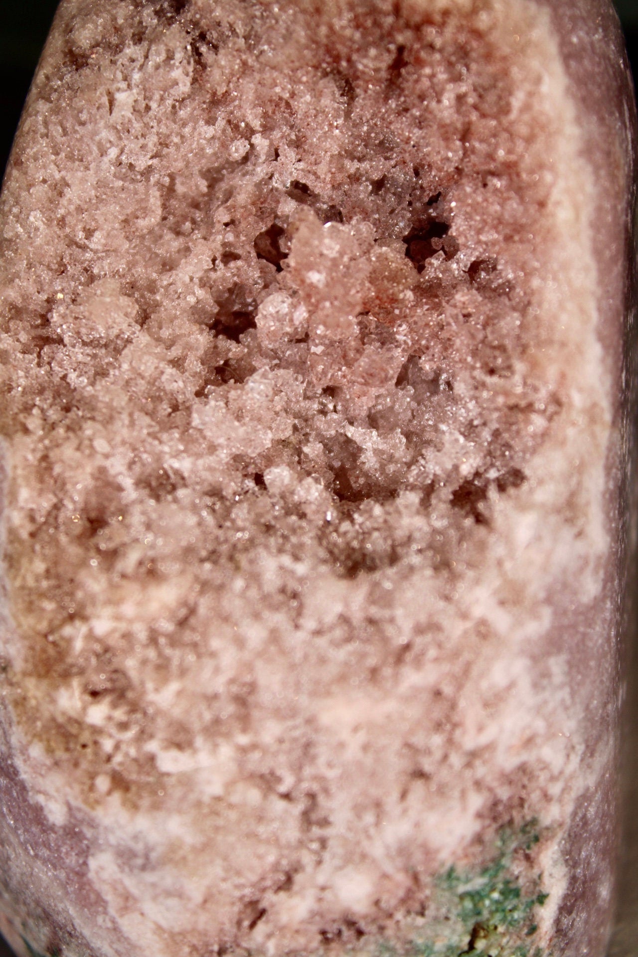 Pink amethyst freeform with green jasper from Brazil