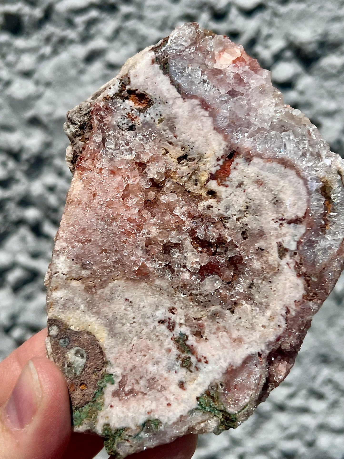 pink amethyst slice with quartz