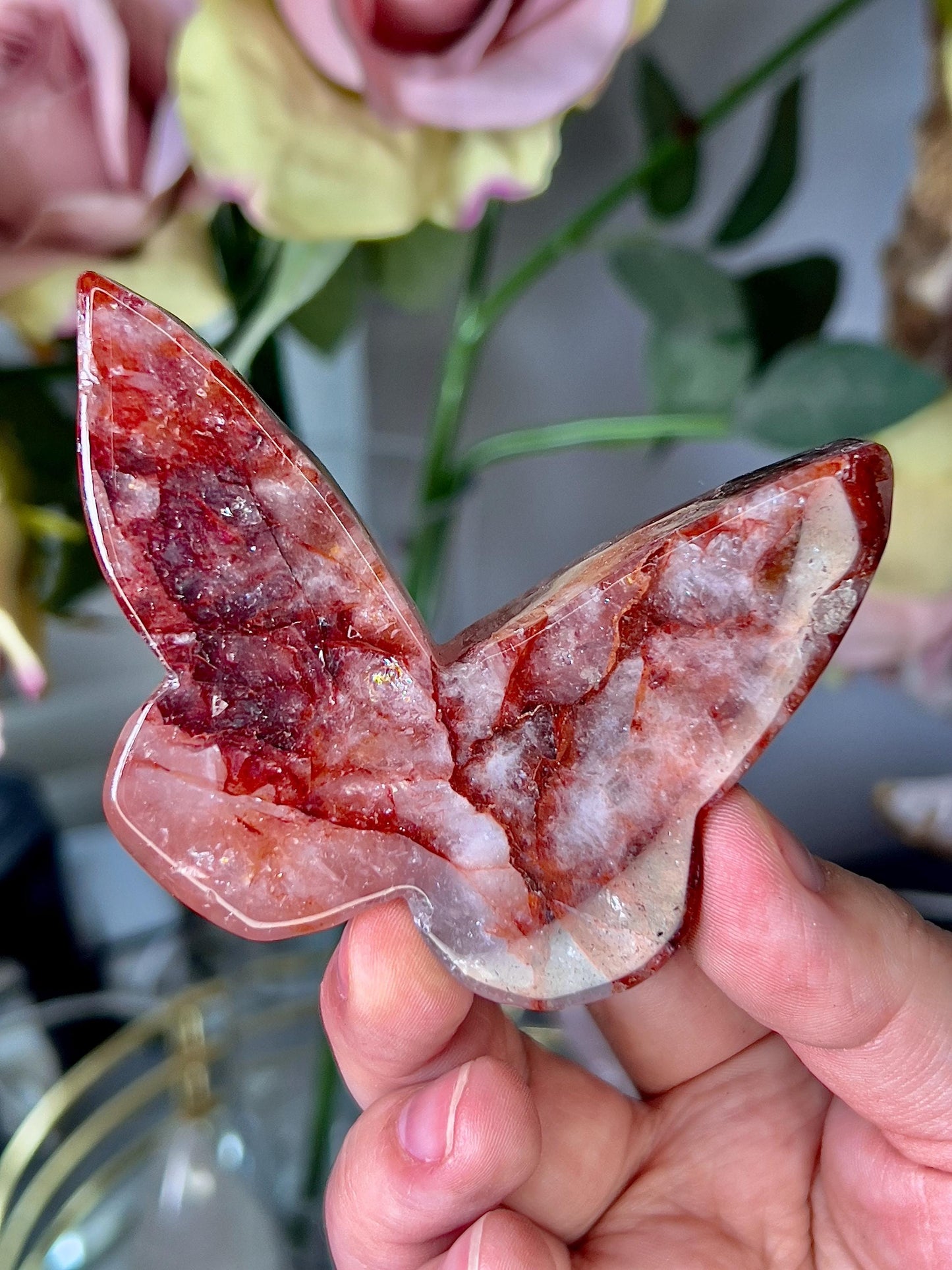 high grade, Hematoid red fire quartz butterfly