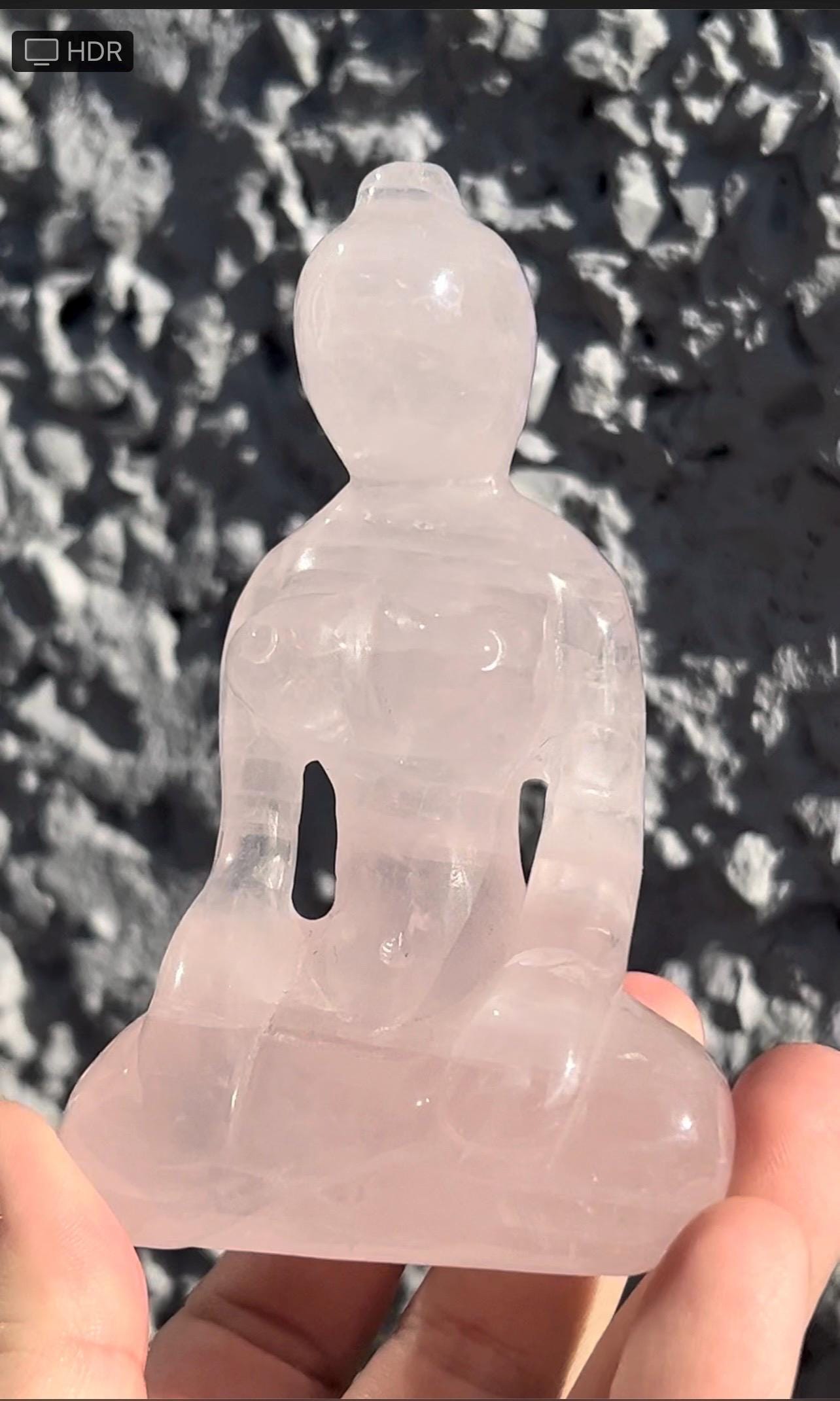 High grade, rose quartz, sitting, yoga lady