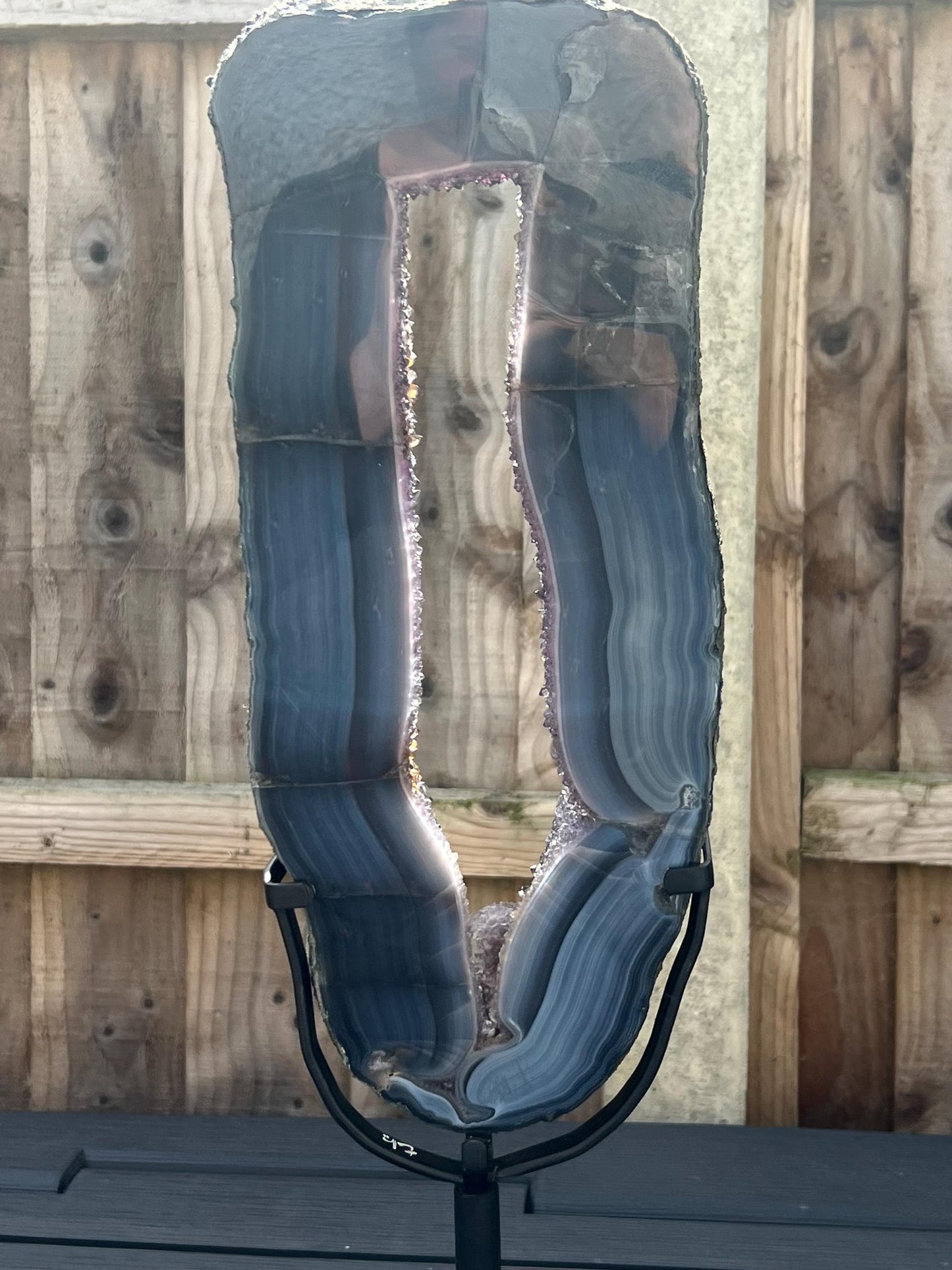 Stunning, polished amethyst x blue agate portal, with calcite this piece has natural lines, which are part of the stone - 4.65kg