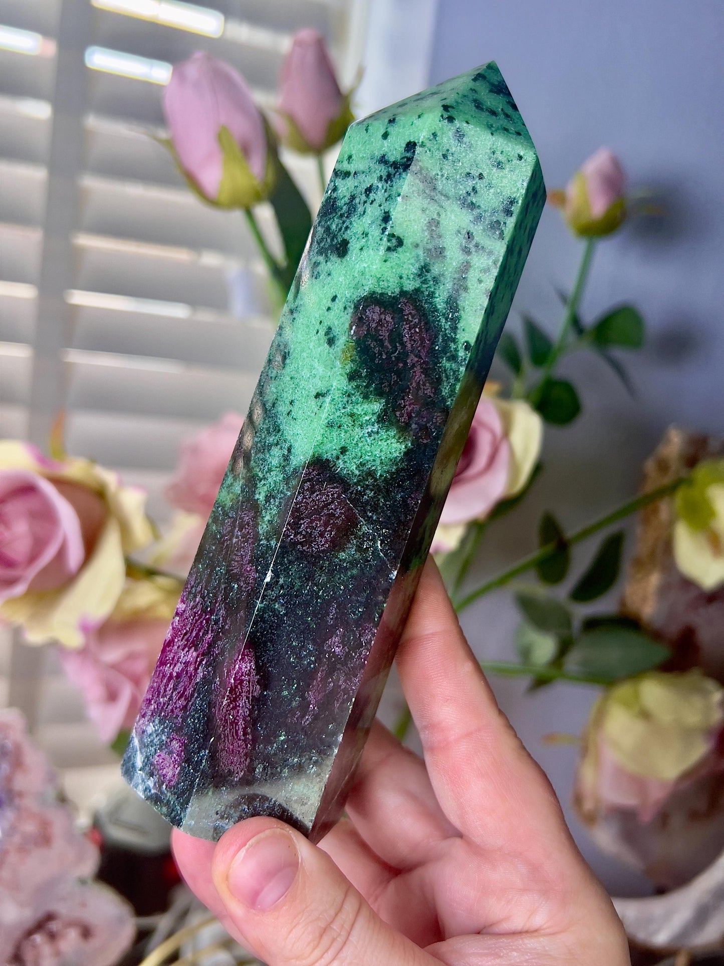 Large, high grade, ruby in zoisite tower 695g