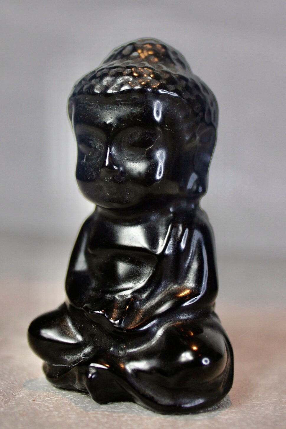Black obsidian, Buddha carving 8cm(H)