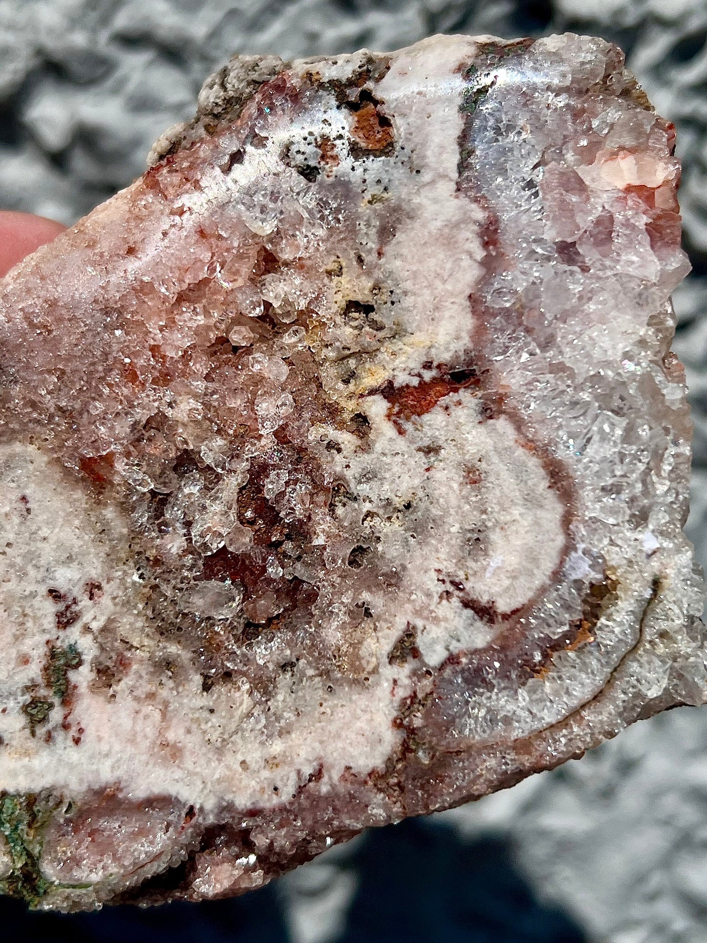 pink amethyst slice with quartz