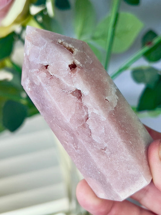 High grade, pink amethyst tower