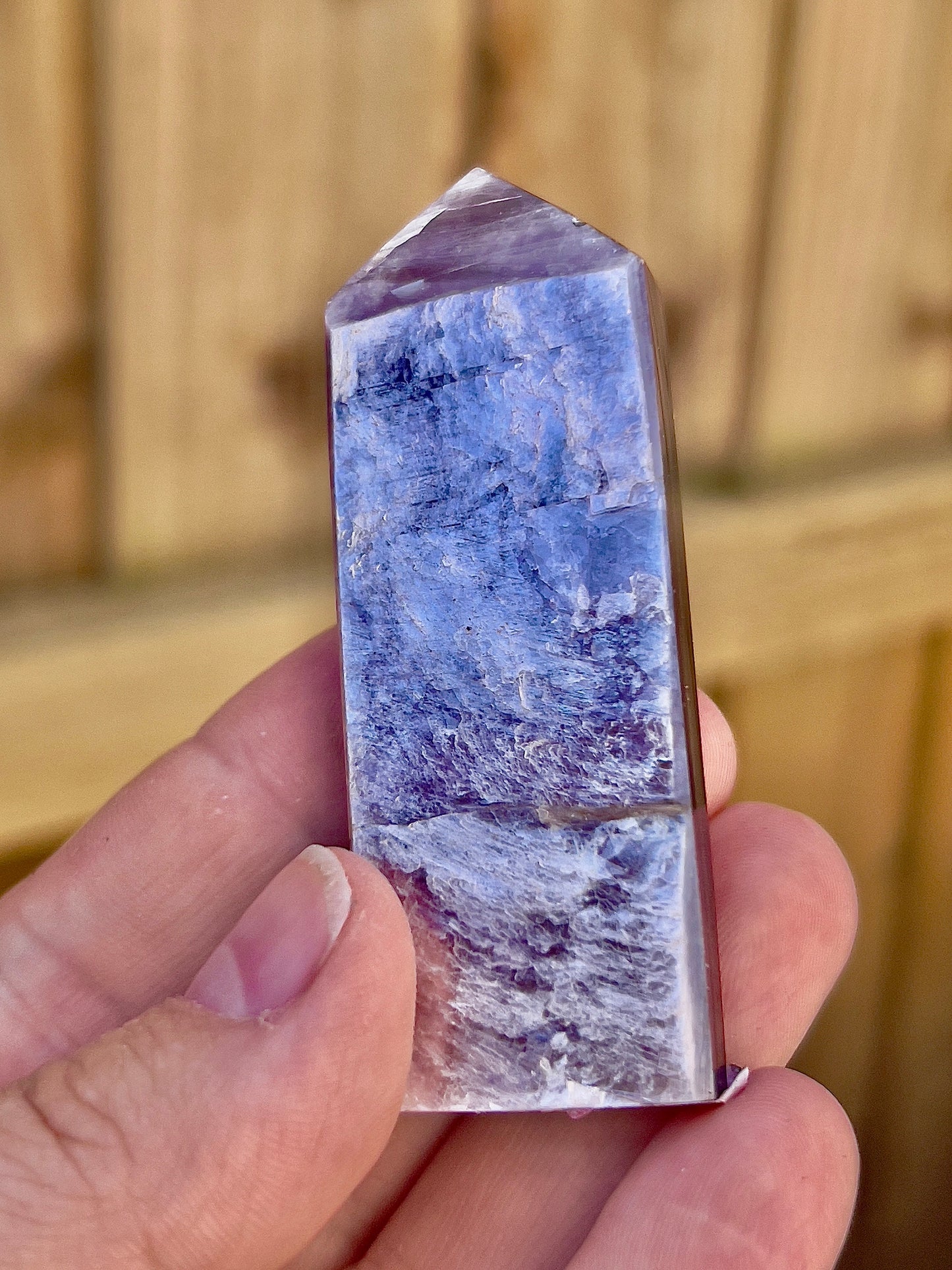 Gemmy lepidolite point