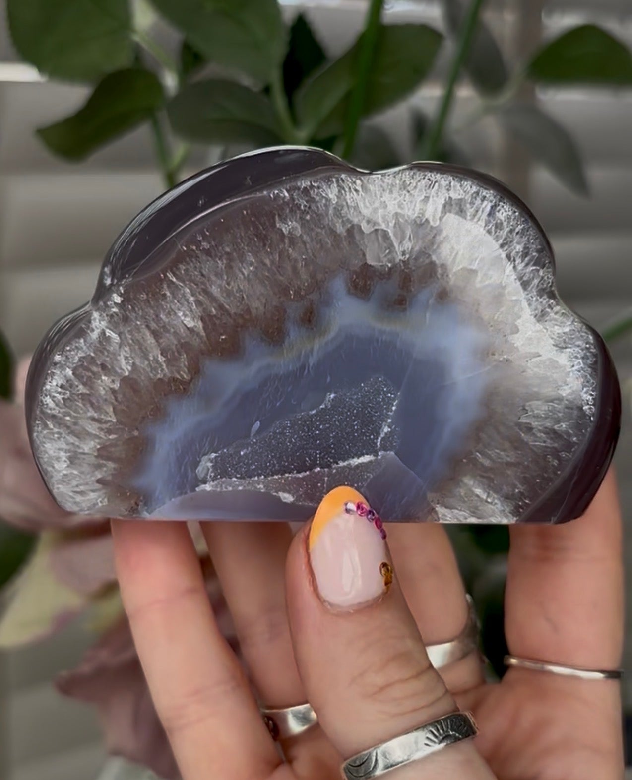 Beautiful, high grade, agate cloud with druzy
