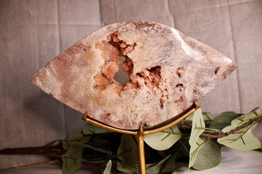 Druzy, pink amethyst eye on stand from brazil