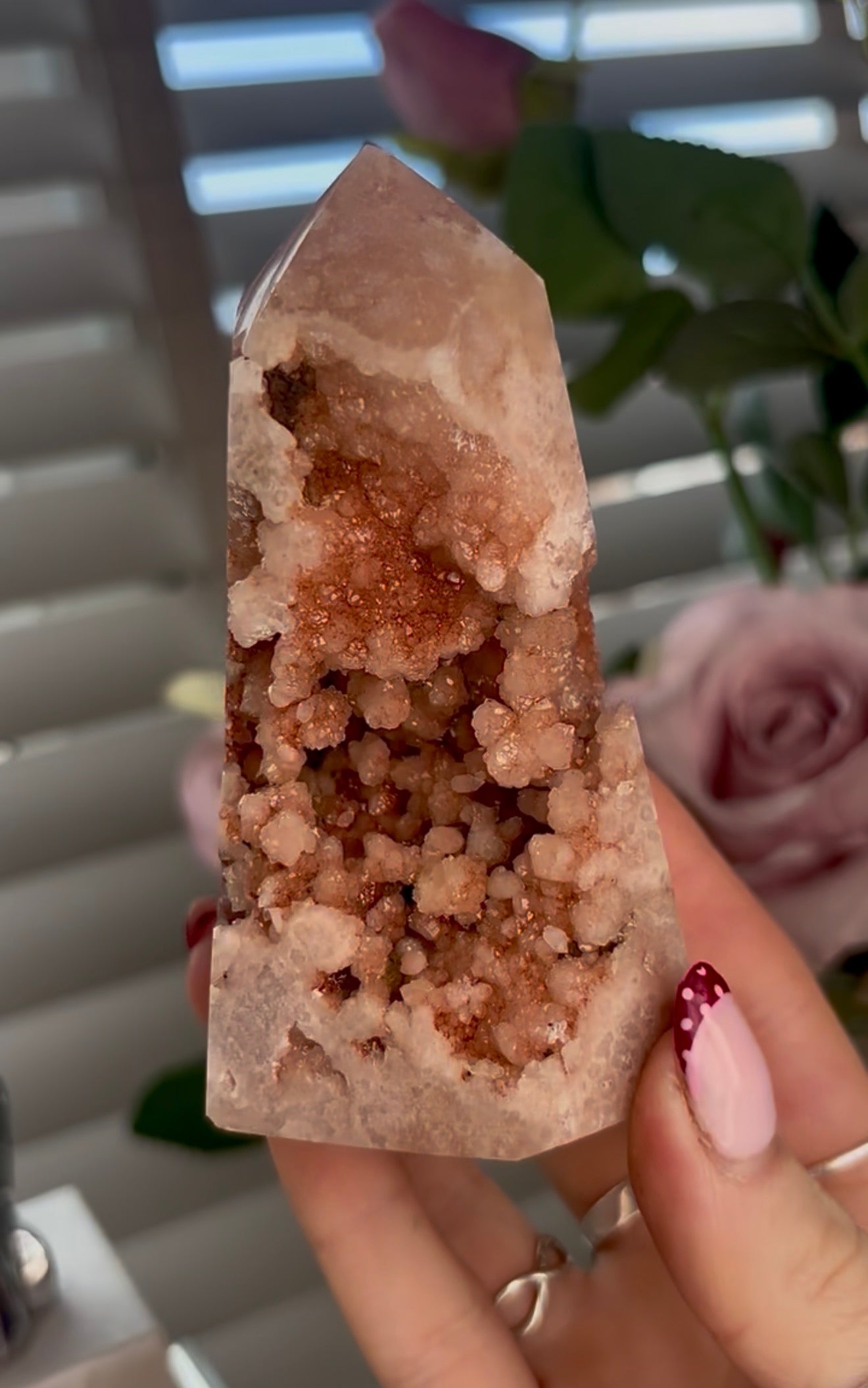 druzy Pink amethyst tower