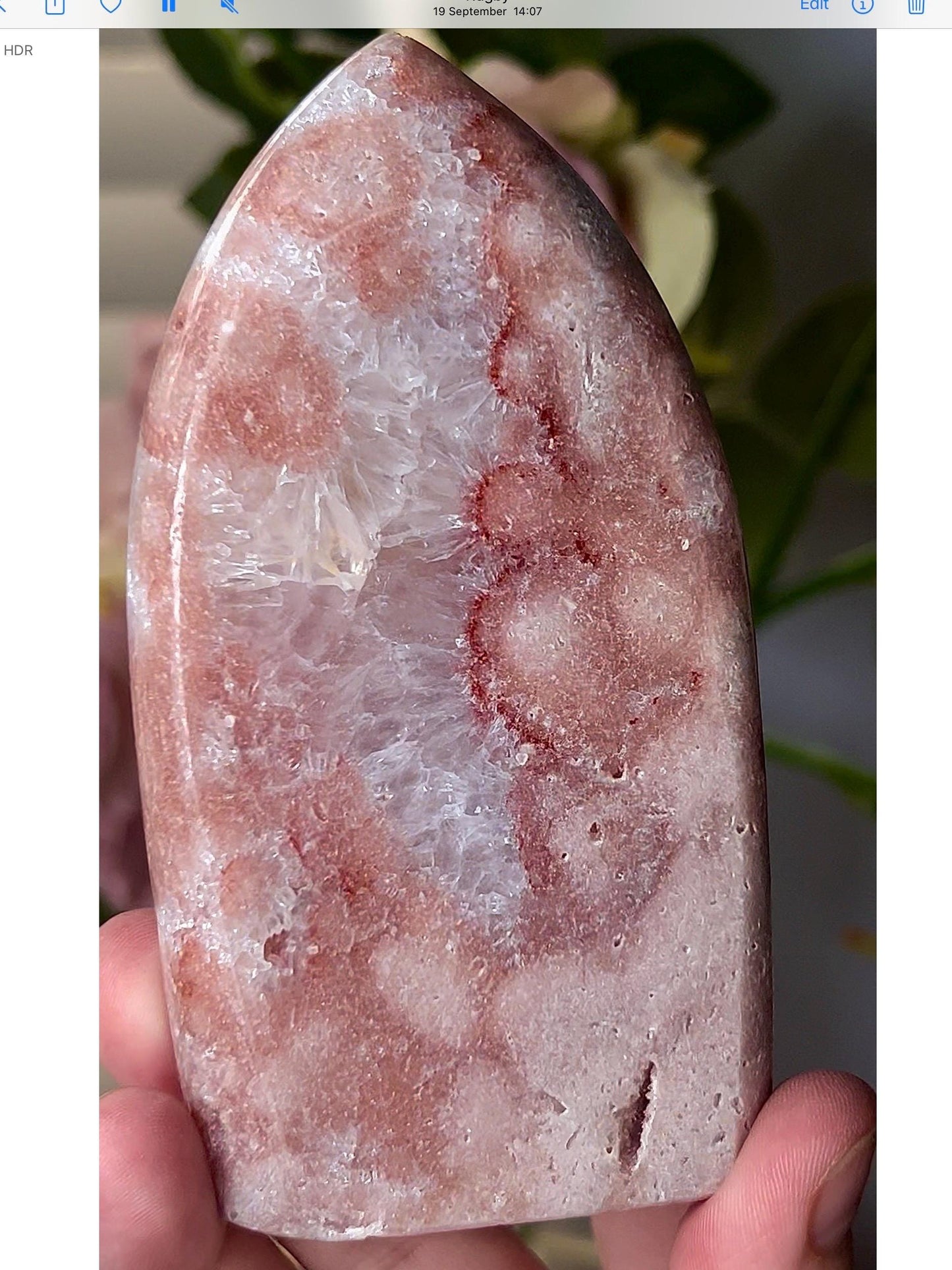 High grade, pink amethyst flame with quartz