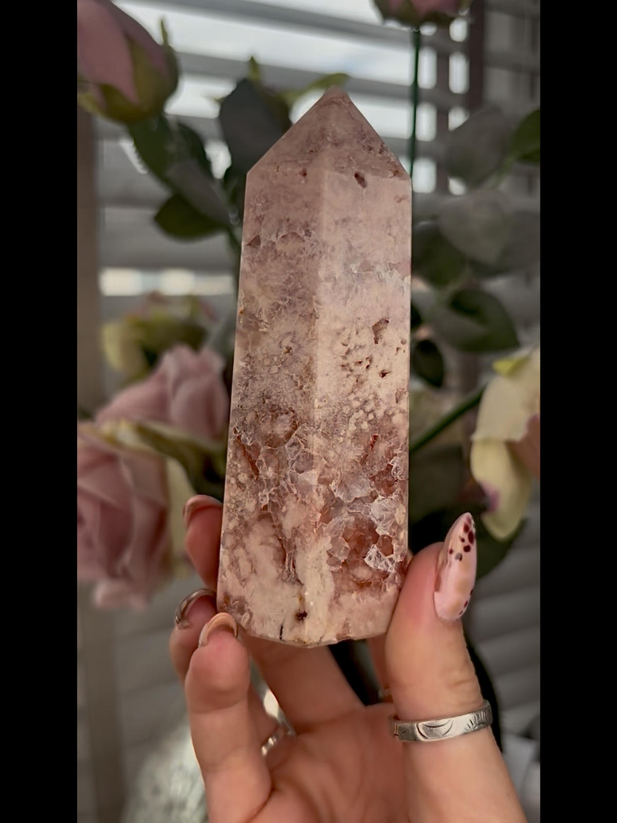 Incredible, High grade, pink amethyst, tower in deep pink tones and purple quartz, druzy & flower formations
