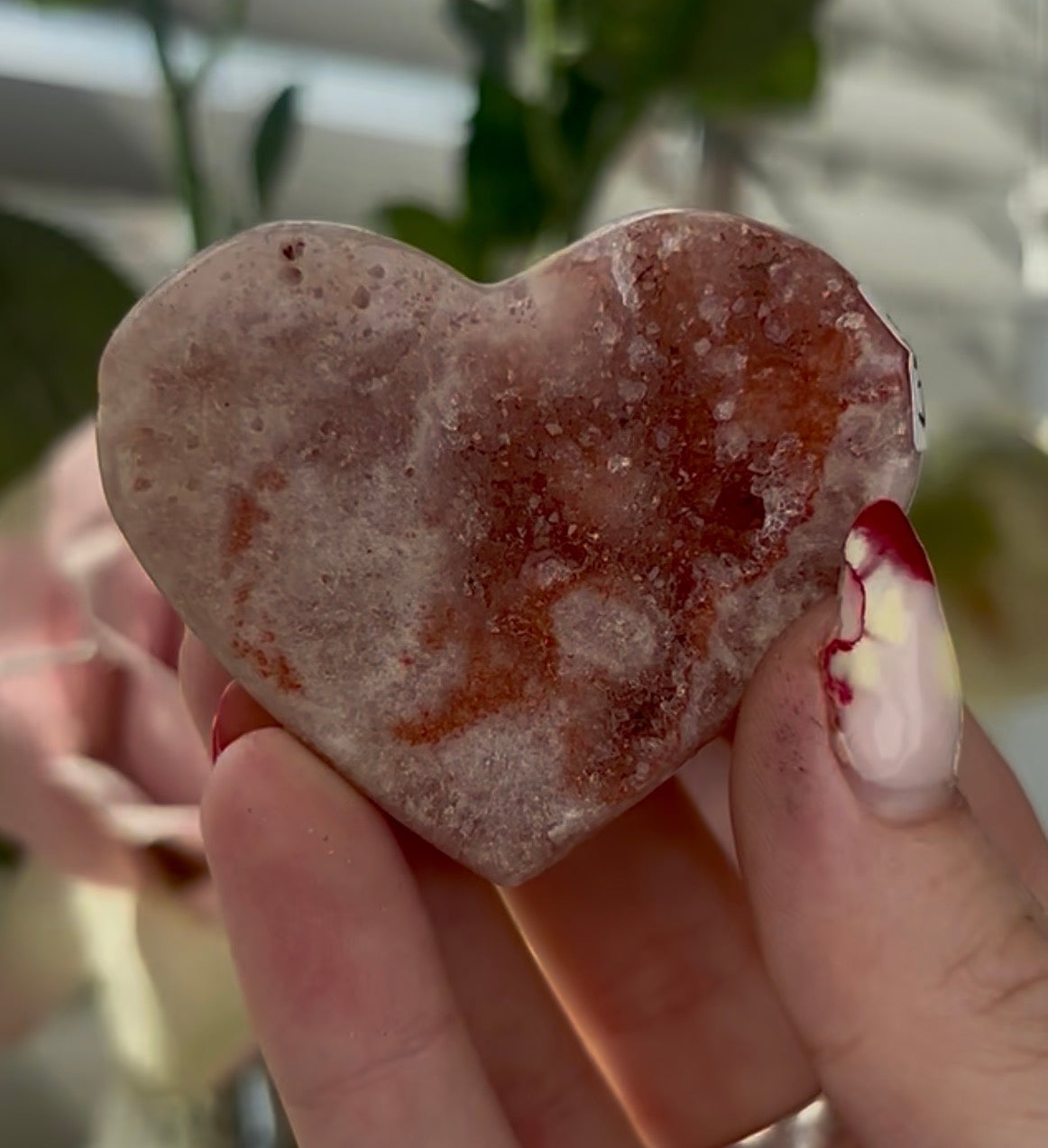 Mini pink amethyst heart - comes with stand