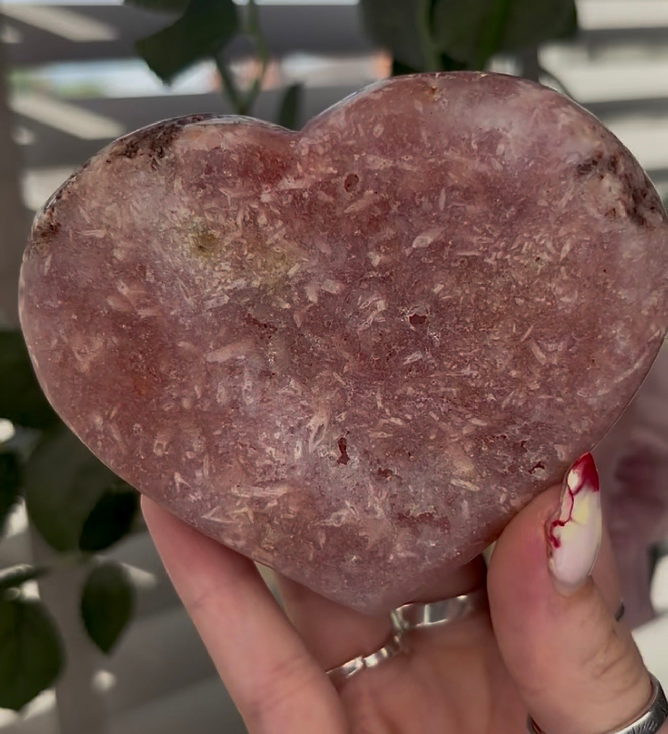 pink amethyst heart - comes with stand 10cm