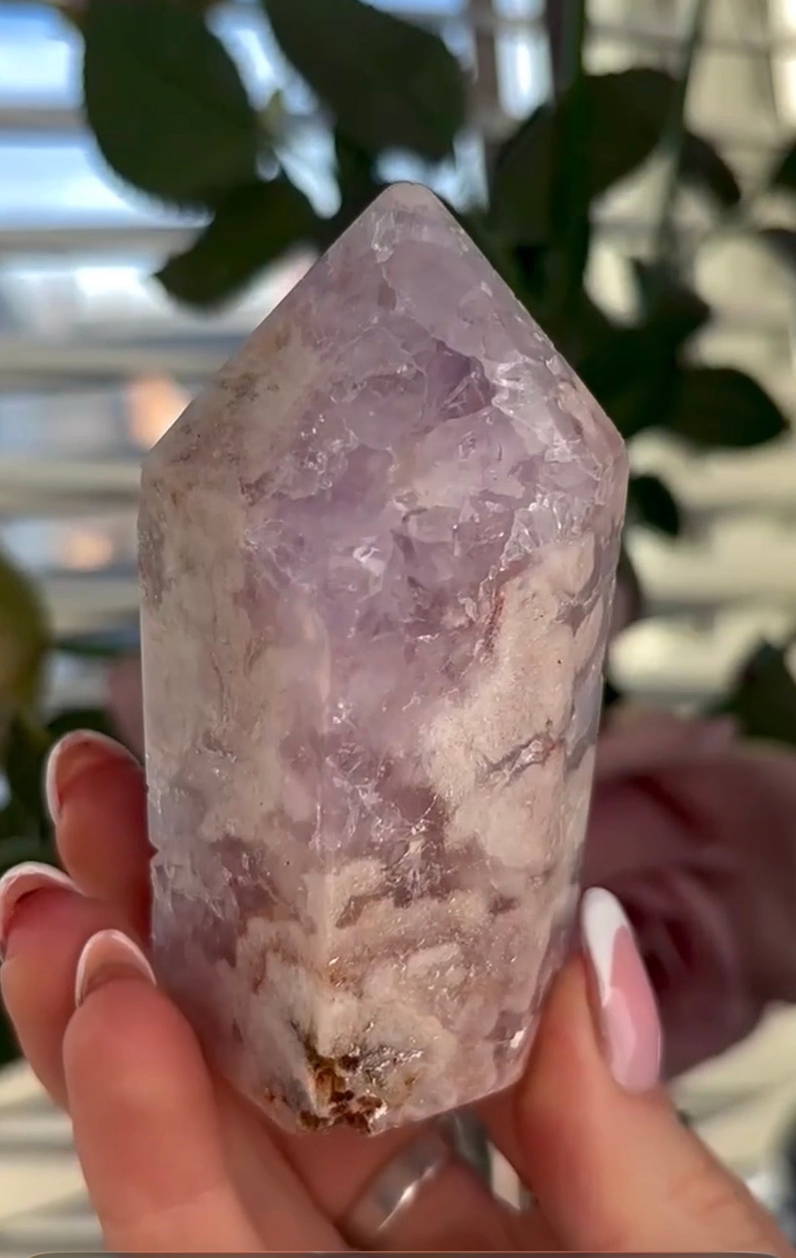 Pink amethyst tower with lilac quartz
