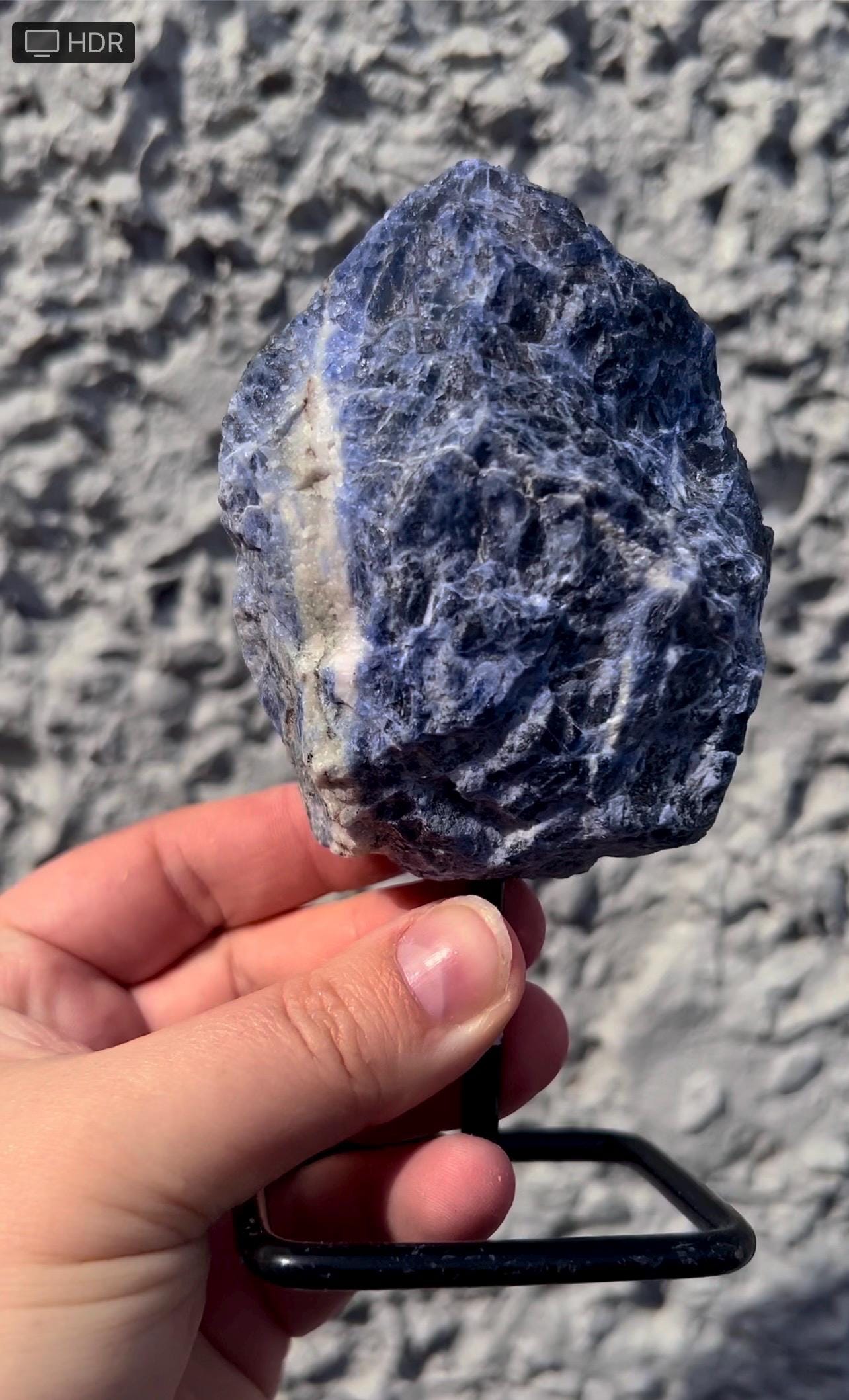Rough Blue sodalite on stand
