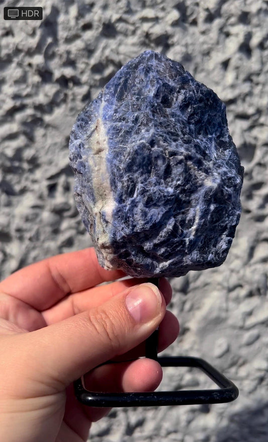 Rough Blue sodalite on stand