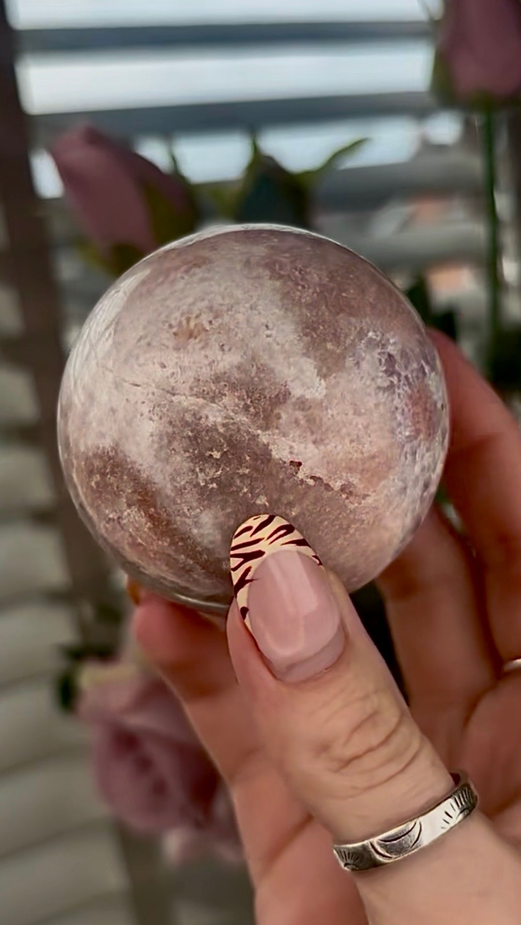 high grade, gorgeous pink amethyst sphere 5cm wide