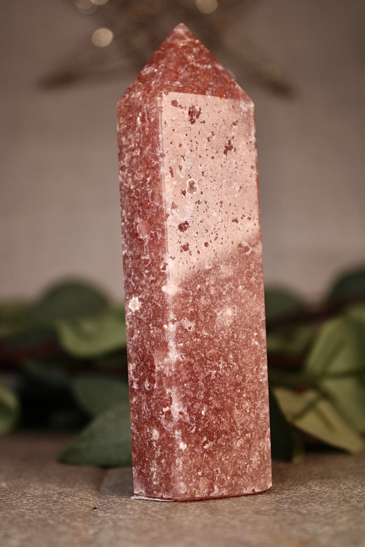 Berry red, skinny, pink amethyst tower 240g 12cm high