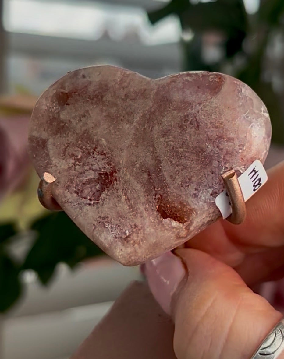 Mini pink amethyst heart - comes with stand