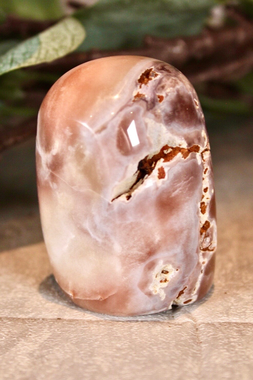 pink amethyst freeform with open druzy cave 135g