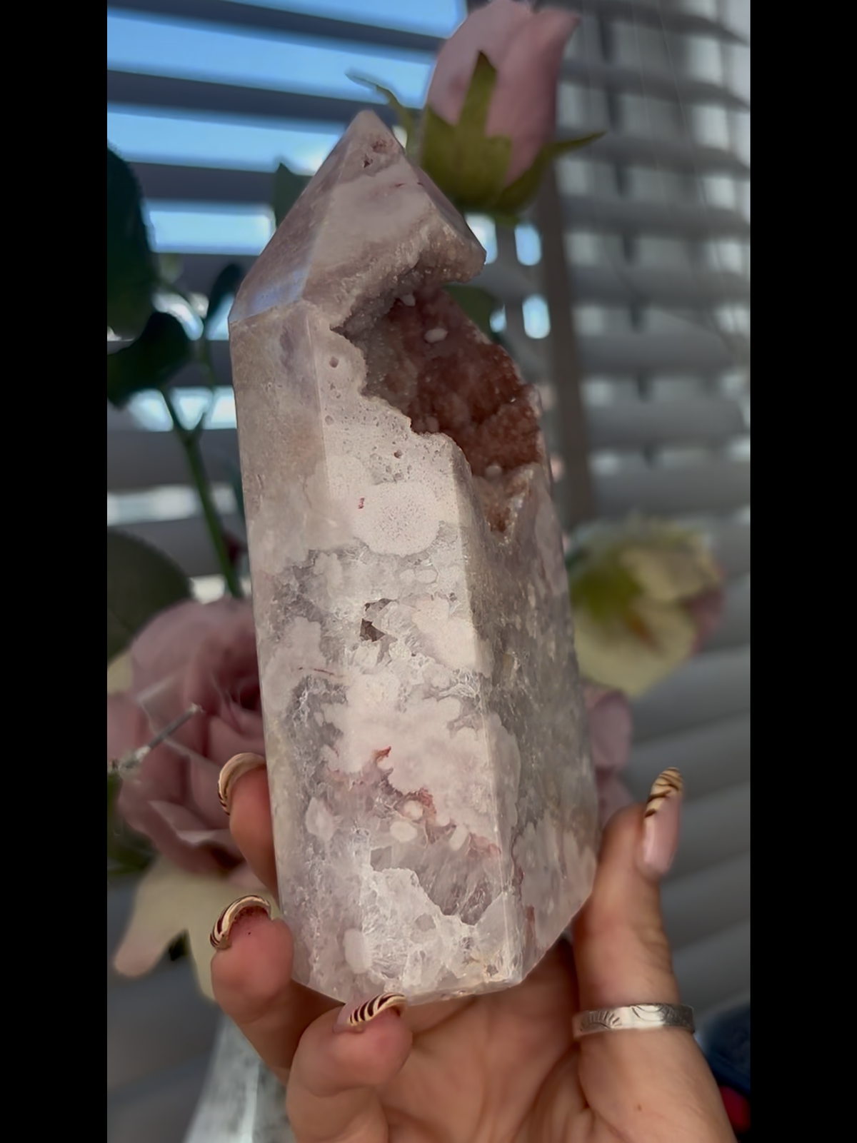 Beautiful, chunky Pink amethyst tower 15cm 615g PAT42