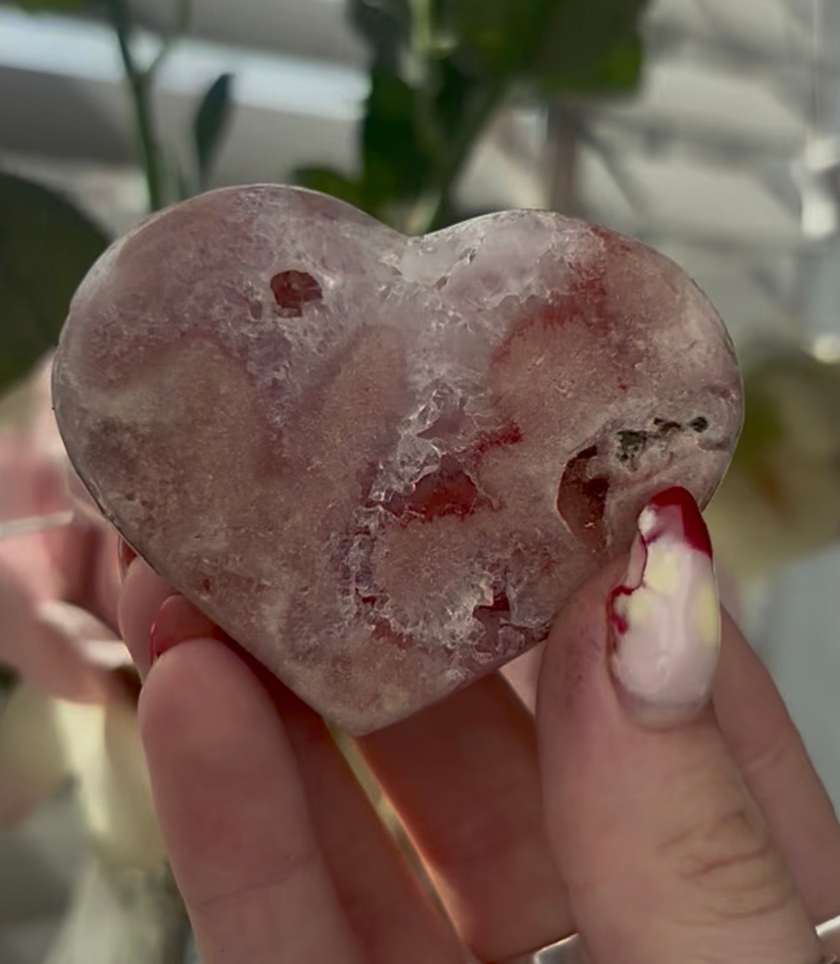 Mini pink amethyst heart - comes with stand