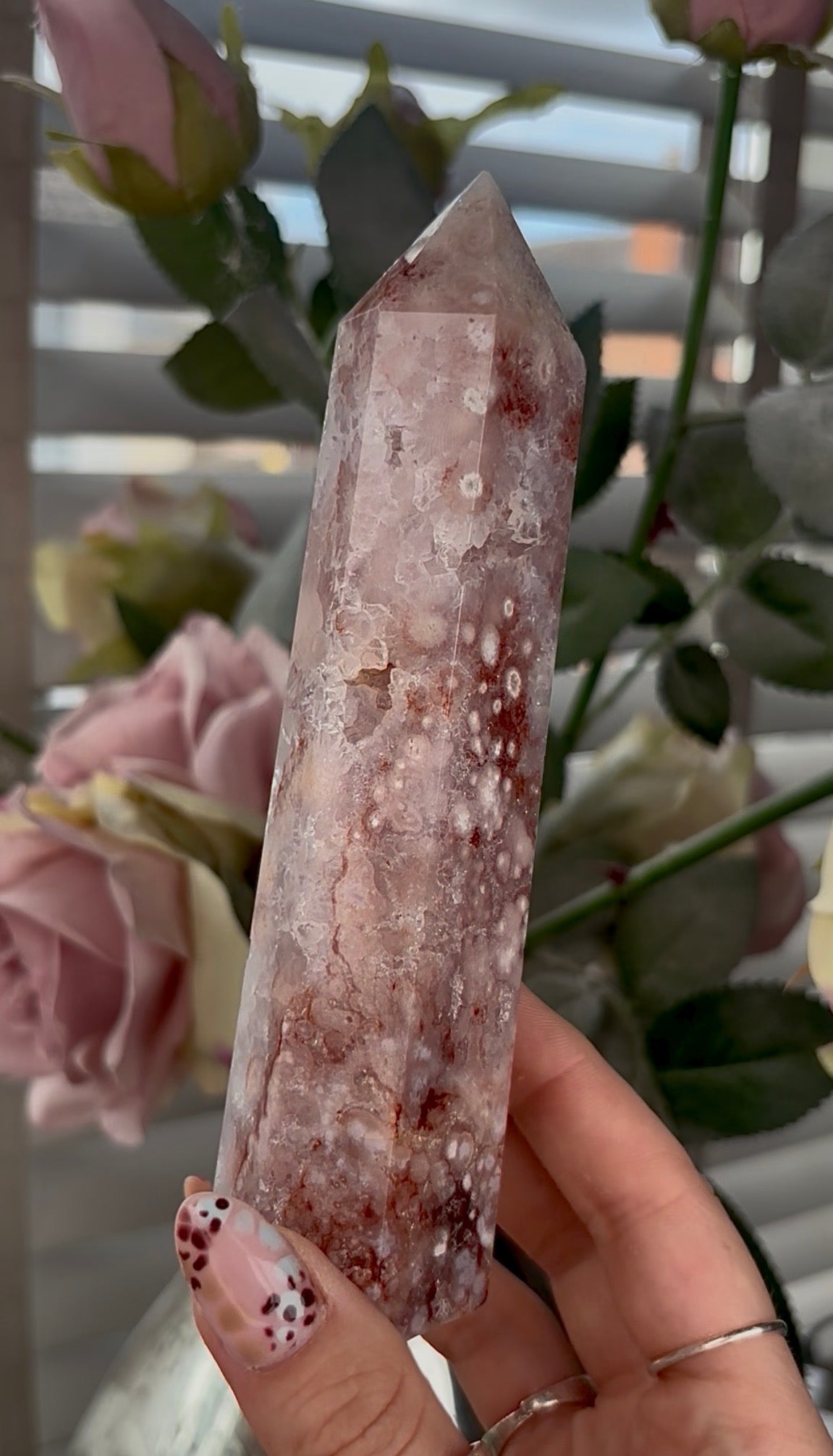 High grade, Amethyst Flower agate tower
