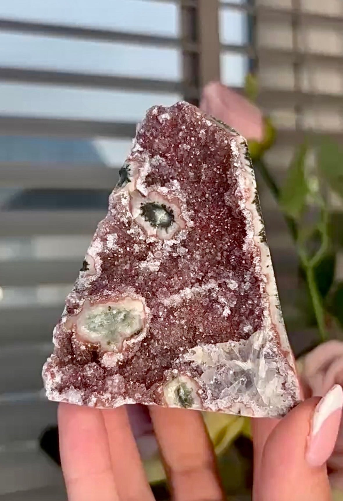 High quality, red rainbow amethyst cutbase