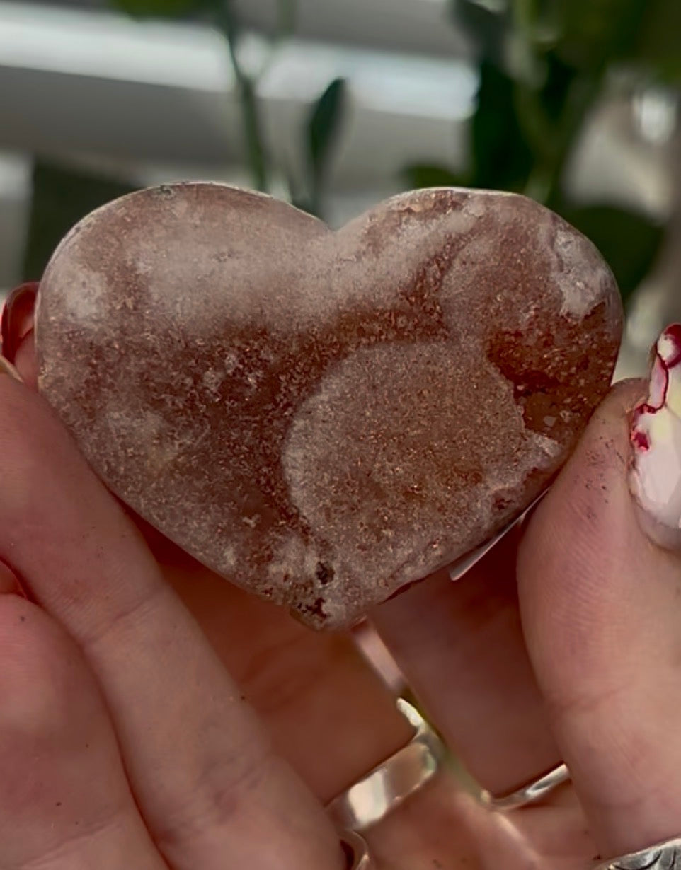 Mini pink amethyst heart - comes with stand