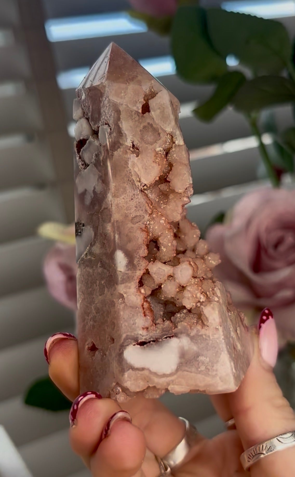 druzy Pink amethyst tower