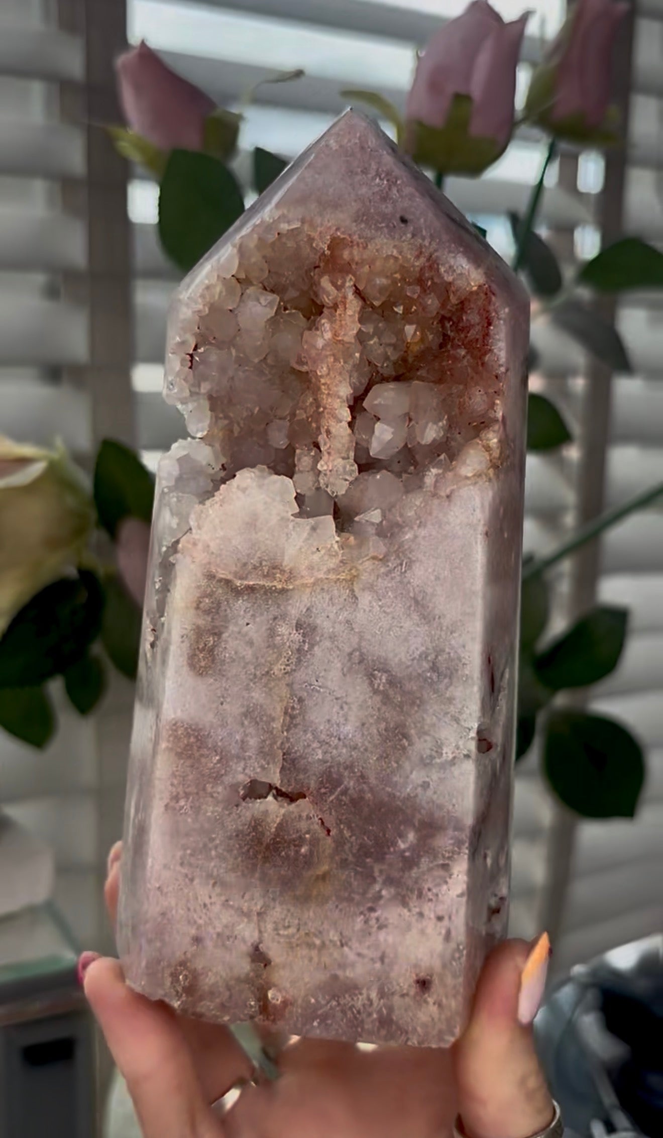 Beautiful, large, Pink amethyst tower