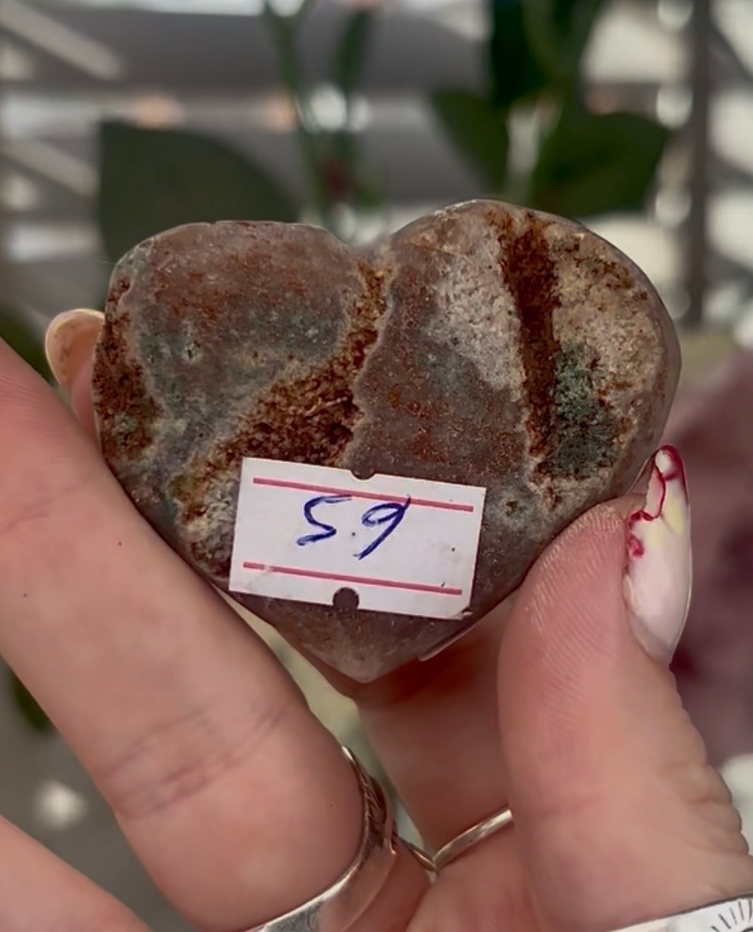 Mini pink amethyst heart - comes with stand