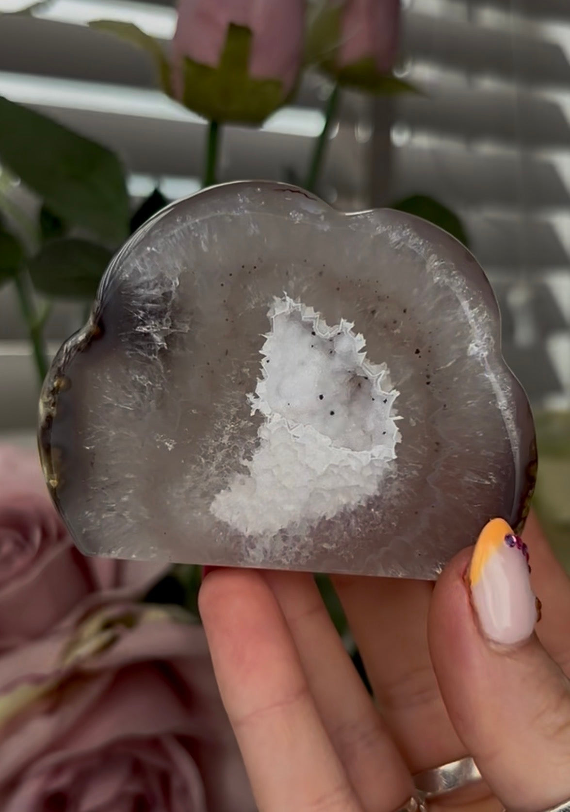Beautiful, high grade, agate cloud with druzy