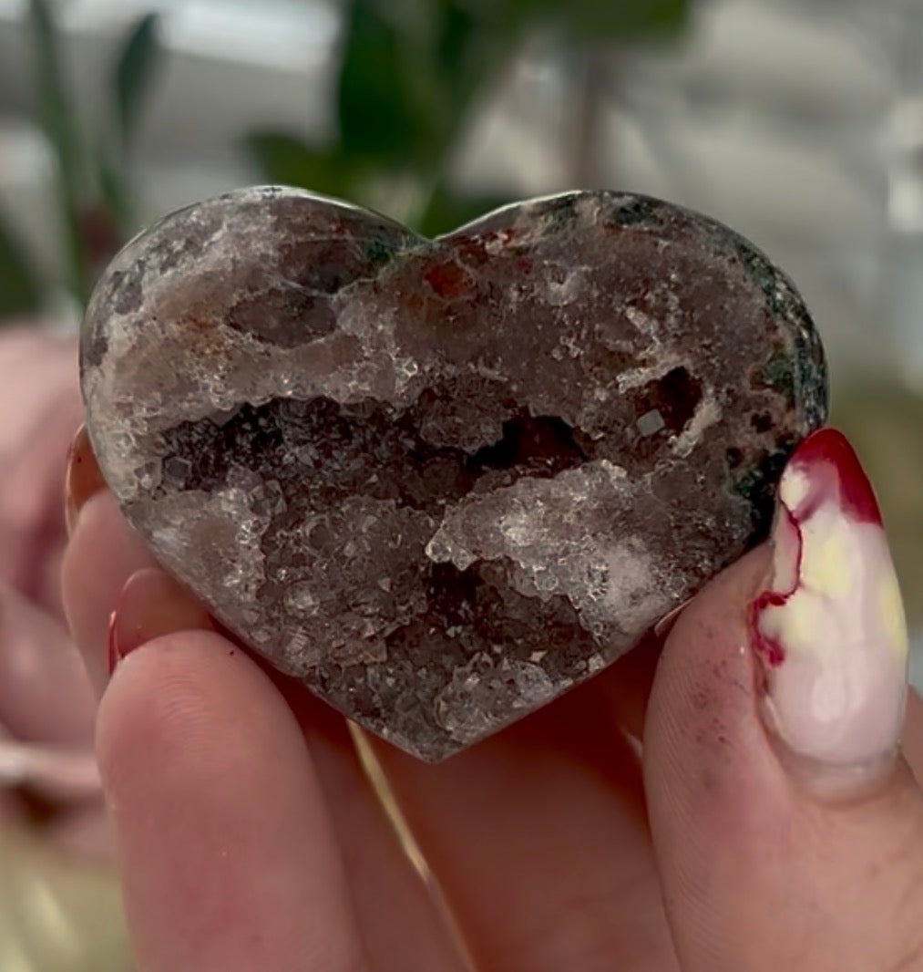 Mini pink amethyst heart - comes with stand